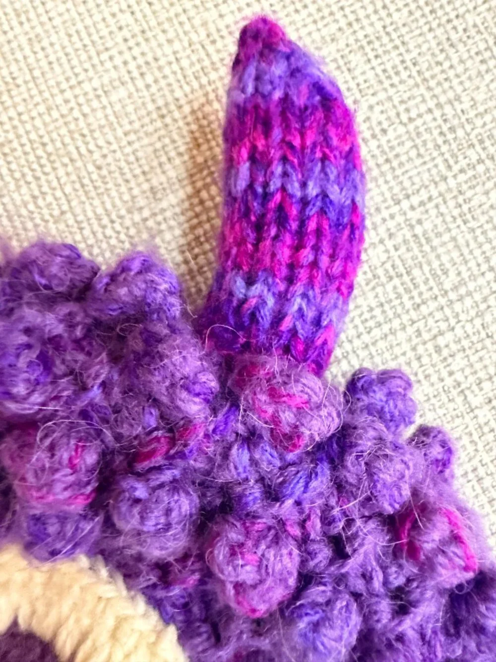 Kids Purple Monster Knit Beanie Hat